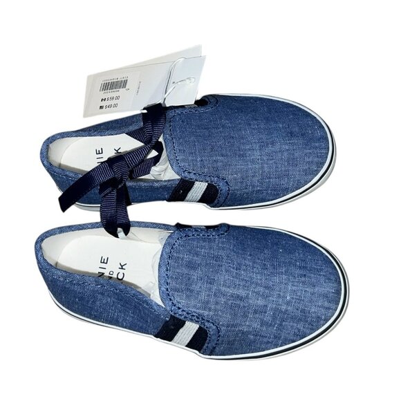 Janie & Jack Chambray Stripe Slip On Sneaker Sz 6 Unisex Blue Denim - Picture 4 of 10